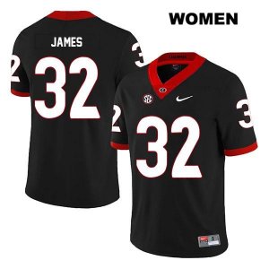 Women's Georgia Bulldogs NCAA #32 Ty James Nike Stitched Black Legend Authentic College Football Jersey POK5054LV